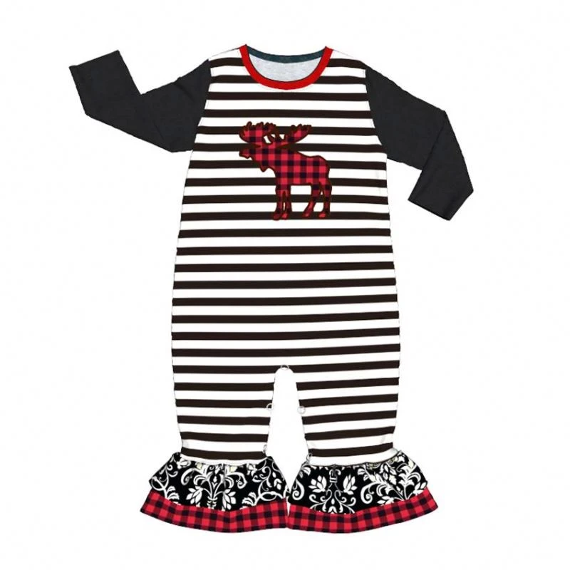 Baby Girl 2020Christmas Boutique long Sleeve Outfit Kids Reindeer Applique Pants Clothing Set