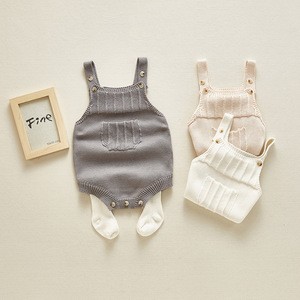 Baby triangle romper vest baby boys and girls cotton knitted wool button vest
