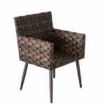 Balcony patio wicker sectional garden outdoor rattan dining table and stackable chairs set KD backyard all weather furniture
