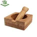 Bamboo Mortar and Pestle Set Garlic Pounder Press_FSC & BSCI Factory