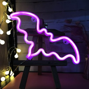 Bat shaped fancy custom wall pink halloween led flex neon light for wedding