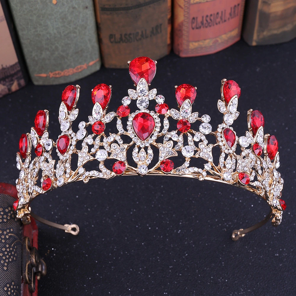 BELLEWORLD ins H1179 women wedding hair accessories pink retro bride crystal crowns tiara 6 colors bridal crown tiaras wedding