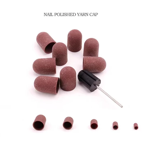 Best-selling Brown Nylon Base Sanding Pedicure Caps for Grinding Machine Manicure Pedicure Tools