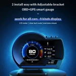 BESTJOY Smart Digital Auto HUD Heads up Display GPS Speedometer Car Gauge Diagnostic Tools Black TFT OBD+GPS Dual System A500