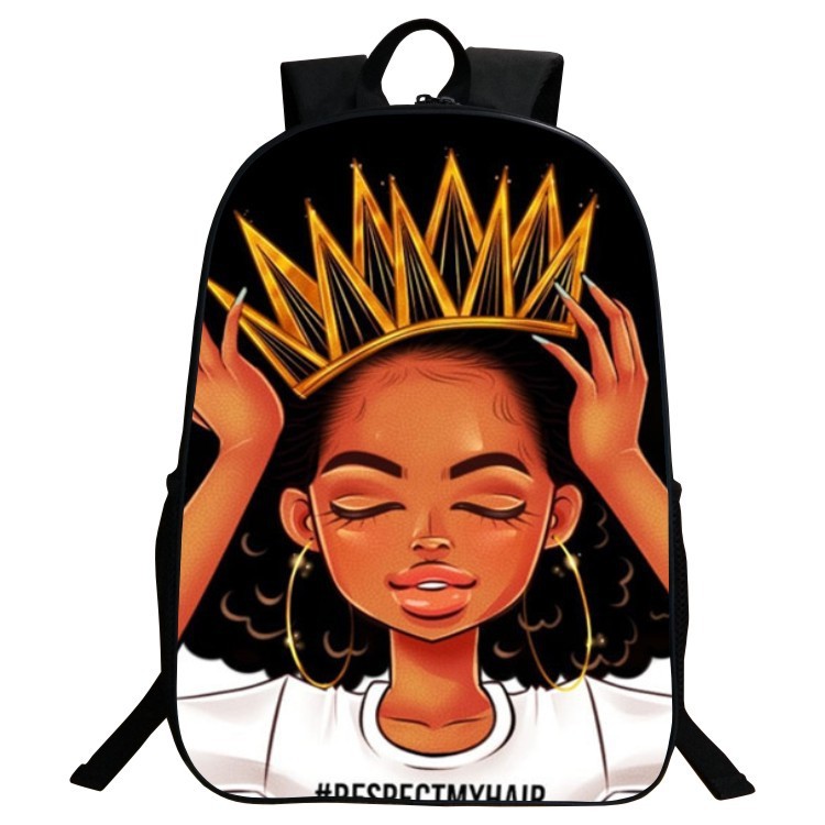 Black Art African American Girl Afro Girls Backpack children Bookbag For Students Kids School Bags Set