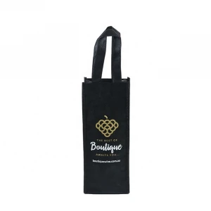 Black Non Woven Fabric Wine Tote Bag Custom With Logo