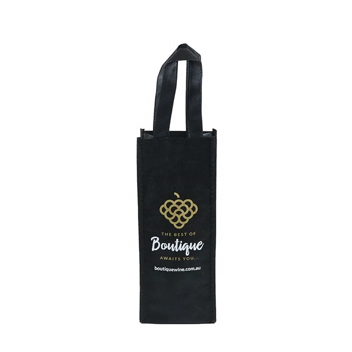 Black Non Woven Fabric Wine Tote Bag Custom With Logo