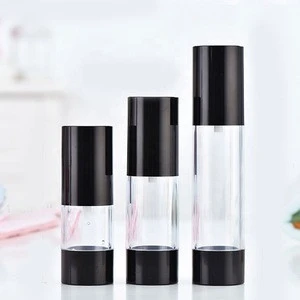 Black round cosmetic 15ml 30ml 50ml airless pump bottle manufacturers made in china