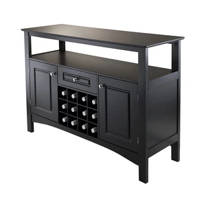 Black Vintage Modern Luxury Furniture High Gloss Solid OAK Wood Wooden Kitchen Dinning Room Buffet Cabinet Sideboard