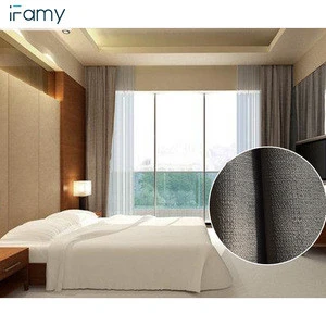 Blackout fireproof white coating with BS5867 standard hotel curtain fabric, finished curtain