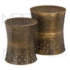 Bronze Embossed Metal Drum Indoor Outdoor Garden Stools/Ottoman/Tables (Set of 2