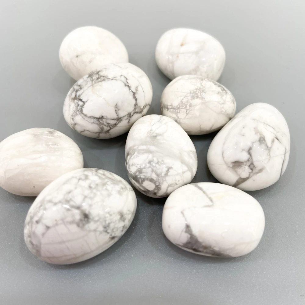 Bulk Natural Crystal Healing Stones Gravels Chakra Meditation Tools Howlite Oval Tumbled Stone
