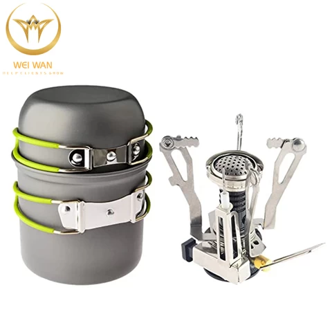 Camping Cookware Stove Carabiner Canister Stand Tripod and Stainless Steel Cup Outdoor Camping Hiking and Picnic