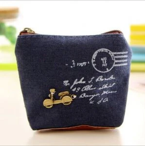 Canvas small purse key bag with small wallet
