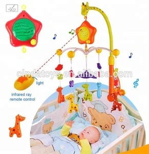 Cartoon Baby rattle toys Mobiles infrared ray Remote control Baby Mobiles with music