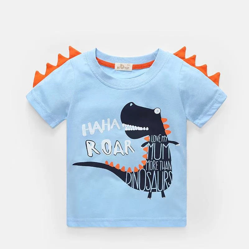 Children boy T-shirt design casual sports short-sleeved cotton embroidery crocodile kids top
