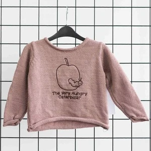 children girl sweater hand knitted sweater pattern 100% acrylic pullover casual style