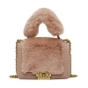 China factory price trendy fashion fur single shoulder women bags luxury plush chain handbag