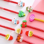 Christmas doll top wood pencil with eraser promotional wood pencil Christmas pencil eraser for topper