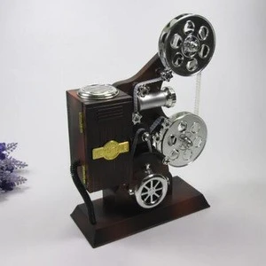 Classical Film Projector Music Box of Model Mechanical Black Hand Crank Simulation Rotating Projector Music Box