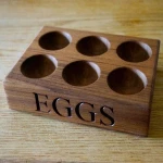 Clear Varnished Walnut Wood Egg Tools Holder Racks Safe Tray