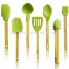 Colored bamboo handle silicone kitchen utensils