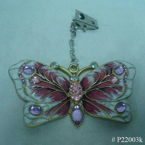 Colorful Butterfly Design Metal Tablecloth Clip with Pearls&amp;Crystal Stone for Table Decoration(P22003k1)