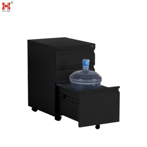 Colorful office equipment A4 file movable cabinet 3 drawer mobile pedestal with goose neck handle