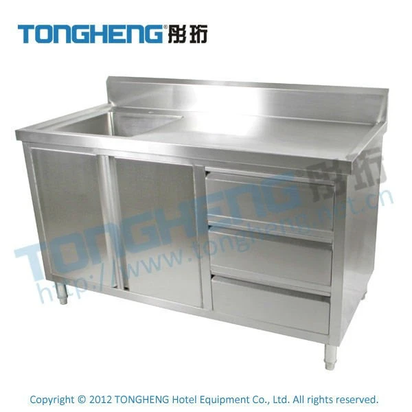 Commercial Kitchen Equipment Stainless Steel Single Sink Cabinet