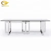 Contemporary Rectangular Stainless Steel Dining Coffee Table with Clear Tempered Glass