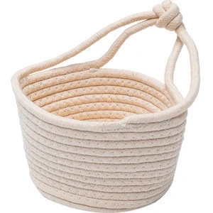 Cotton rope woven hanging basket for clutter