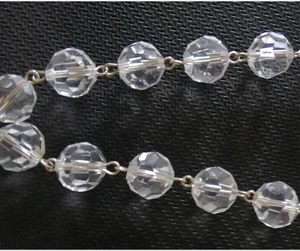 crystal glass rosary linked faceted beads chain strands