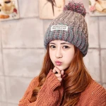Custom Beanie cap Winter Hats with Knit pom Pom Hat for women
