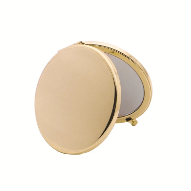 Custom Logo Double Sided Round Gold Compact Mirror For Gifts