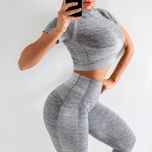 Custom Logo Seamless Tight Hip Enhancer Active Wear Yoga Sets Women Fitness Workout Clothing