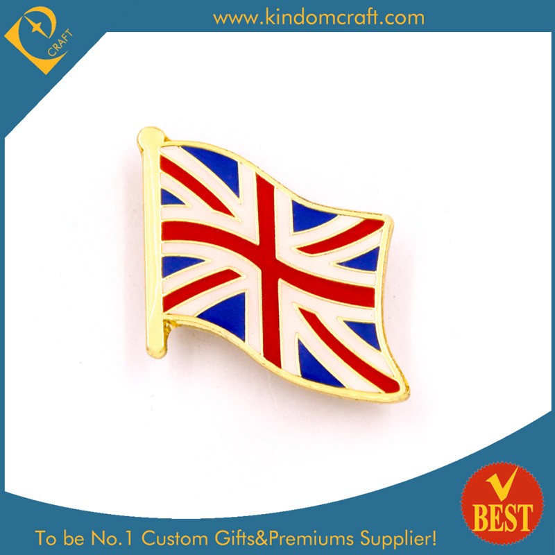Custom Metal Hard Enamel United Kingdom Flag Lapel Pin Badge with Butterfly Clutch or Magnetic Attachment as Souvenir in Low Price