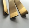 Custom size t shape stainless steel decorative metal tile trim strip for flooring corner