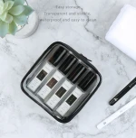 Custom Waterproof Black Travel Vacation Square Toiletry makeup Bags Zipper Clear Cosmetic PVC Packaging Bag