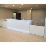 custom white front desk modern I shape hospital dental reception desk hotel checkout counter
