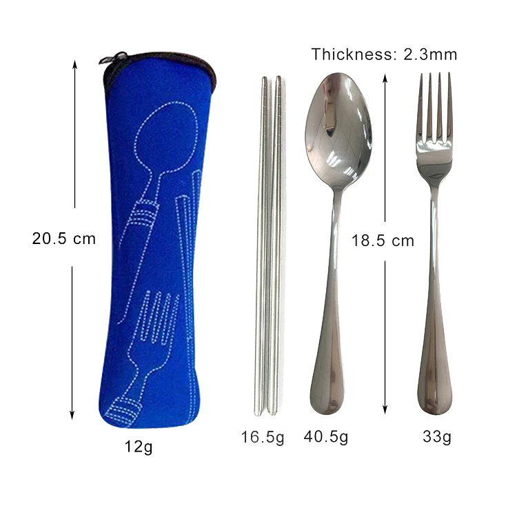 Customize logo stainless steel travel cutlery set