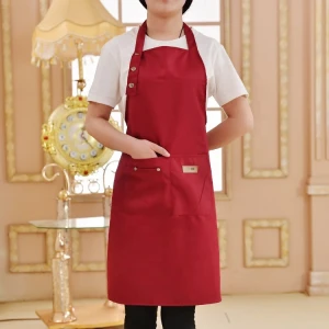 Customized Advertising Logo Thick Apron With Button Adjustable Dirt-Resistant Apron