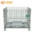 Import Customized Galvanized Collapsible Folded Stackable Warehouse Metal Wire Mesh Heavy Duty Pallet Cage With Lid from China