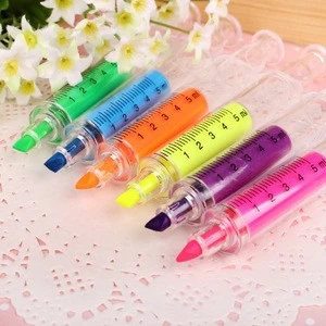 Cute Kawaii Fluorescent Syringe Watercolor Pens Highlighters Marker Pen Korean Stationery School Supplies