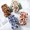 Cute Leopard plush print dress Glove Soft Winter Fingerless faux rabbit fur Mittens leather gloves