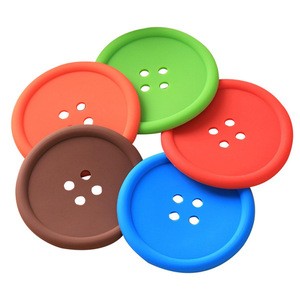 Cute silicone button coaster cup drinks coffee tea holder mat pad tableware placemat