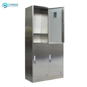 Deluxe 304 Stainless Steel Lockers Double Tiers Lockers For Working Area and Clean Room