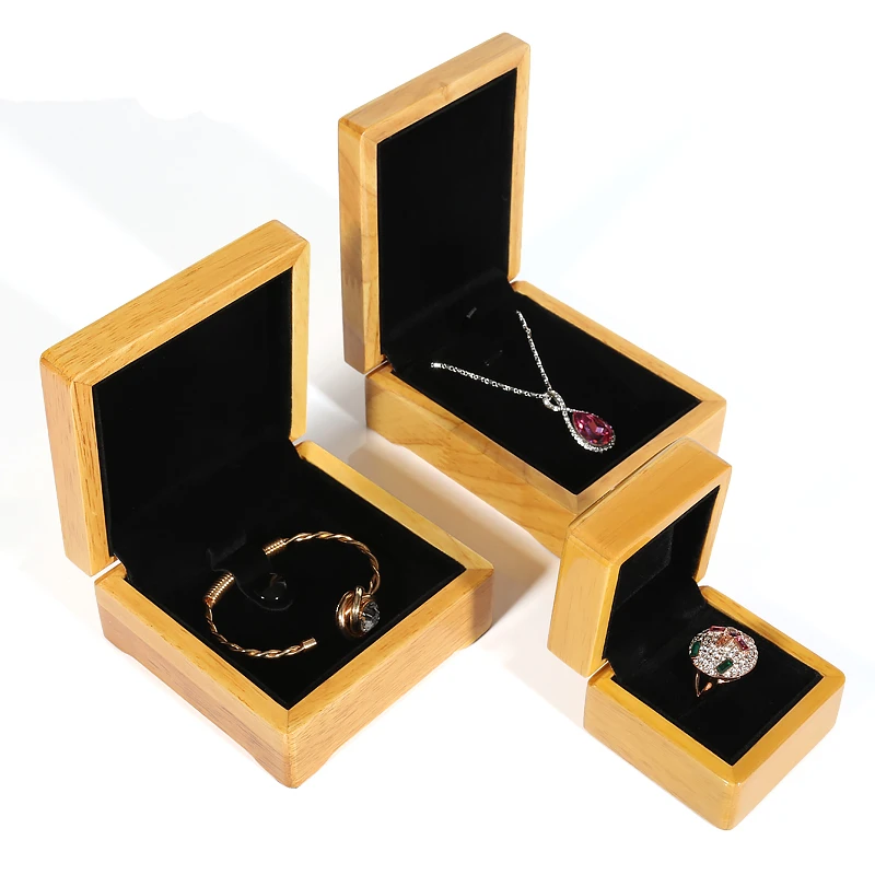 DIGU Wholesale custom Logo jewellery display ring pendant bracelet boxes solid wood jewelry packaging box