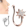 Discount Cubic Zirconia Hot Fashion Brass Body Piercing Jewelry Clip on Face Faux Nose Ring Cuffs