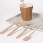 Disposable fegradable wooden cutlery set eco-friendly desechables biodegradable fork spoon dinner knife dinnerware