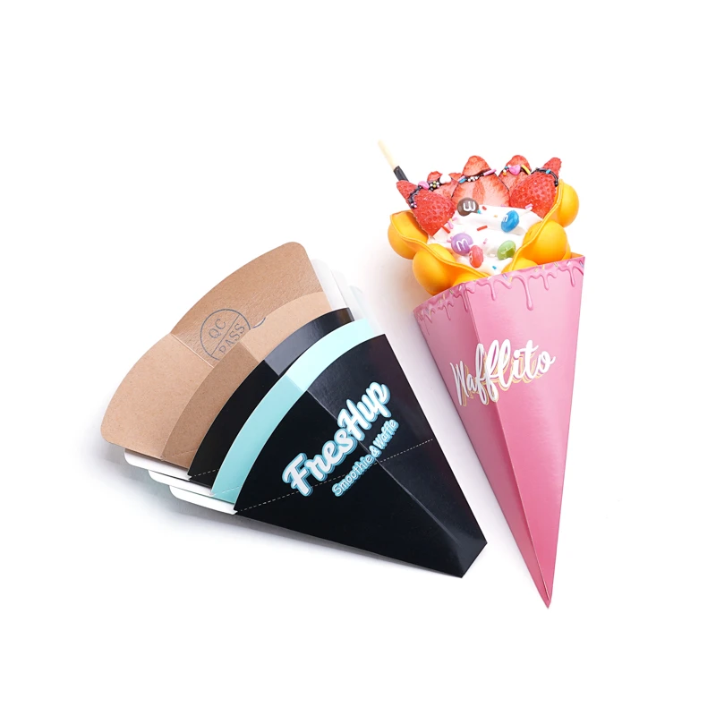 disposable paper crepe waffle bubble cone takeout holders promotional